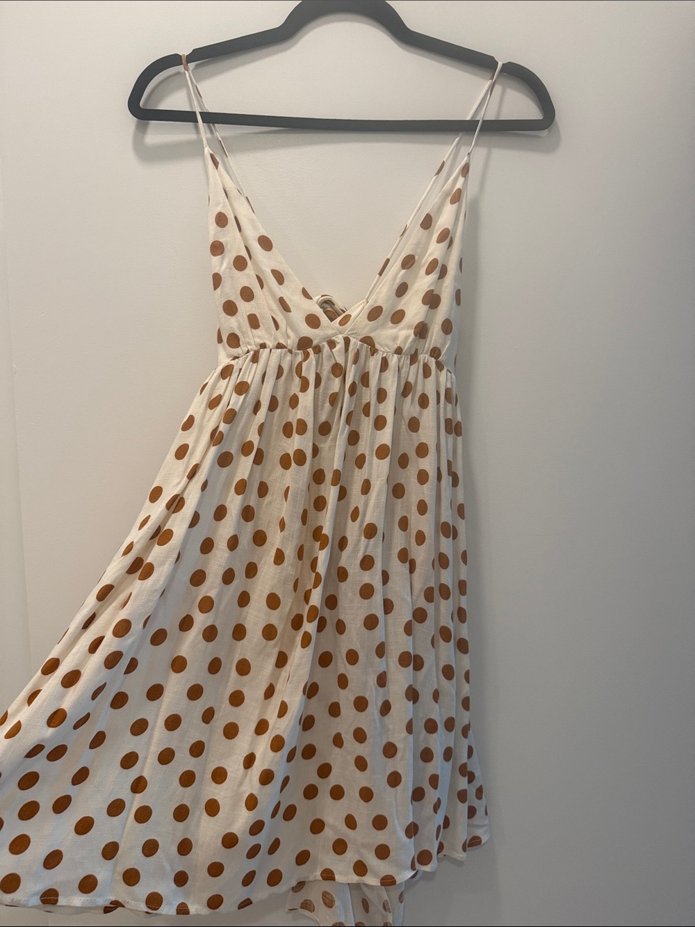 Zara Cream Mini Dress with Brown Polka Dots